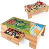 LIFEZEAL Tavolo da gioco con ferrovia in legno, set da 100 pezzi, in legno con cassetto, tavolo multifunzione per bambini 3 anni per giocare, fai da te, costruire (122 x 62,5 x 40 cm)
