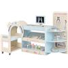 COSTWAY Set Gioco Dottore per Bambini, Medico Giocattolo in Legno con Tabella Oculistica, Macchinario CT e Radiografie, Gioco di Ruolo Medico Educativo con Accessori per Bambini 3+ Anni (Blu)