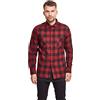 URBAN CLASSICS Camicia in Flanella a Maniche Lunghe da Uomo, Camicia Casual Lunga con Bottoni per Uomo, Vestibilità Regolare, Cotone Flanella, Colore: Nero/Bordeaux, Taglia: M