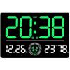 Eawfgtuw Orologio da parete digitale a LED con grande schermo, sveglia con data e settimana, 10 livelli di luminosità, telecomando, conto alla rovescia (verde)