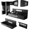 Poppstar Set di supporti magnetici per officina (set organizer con dispenser per guanti, supporto per bombolette spray, portarotoli di carta e portautensili), nero