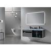 Generic LuxuryBain- Mobile da bagno doppio lavabo, 140 cm, grigio e effetto marmo blu con specchio LED LB-8509