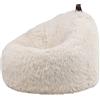 icon Cocoon Poltrona Sacco con Riempimento Incluso, Crema | Prodotto in Europa, Pouf Sacco Adulti, Tessuto Finta Pelliccia Morbido, Pouf Poltrona per Camera da Letto e Soggiorno