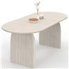 IDMarket Edith Japandi - Tavolo da pranzo allungabile ovale | 160-200 cm, 6-10 persone, colore travertino