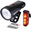 SIGMA Aura 100/Blaze Link (supporto in silicone) | con funzione LINK | Set di luci per biciclette con funzione di collegamento |Luce posteriore con luce di stop integrata