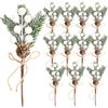 Fangoo 12 Pezzi 20cm Bacche Bianco Artificiali Sempreverdi con Pigne Decorazioni Natalizie Rami di Pino per Faida Te Natale Corone Casa Vaso Decor Matrimonio Centrotavola