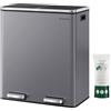 SONGMICS Pattumiera a doppio vano, 2 x 30 l, con 15 sacchi della spazzatura, pedali in metallo, 2 secchi interni in plastica, coperchi, maniglie, chiusura in morbido, grigio ardesia LTB060G01