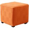 FANSU Copri Pouf Quadrato, Jacquard Elasticizzato Poggiapiedi Lavabile Tinta Unita Copri Ottomano Copertura per Sgabello Pouf Poggiapiedi Fodere per Sgabello per Soggiorno (Colore Arancione,M)