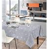 IlGruppone Tovaglia Natalizia in Cotone Rettangolare Varie Fantasie Natale Fiocchi di Neve,Gnomi Made in Italy Proteggi Tavolo Disponibili in più Misure - Fiocchi Grigio - 6Posti(140x180)