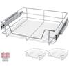 tectake® Cassetto Telescopico - 2 x 60 cm - Cassetto Estraibile per Cucina, Ripiano Scorrevole, Binario Telescopico, Organizer Cromato per Mobile da Cucina, Cassettiera Salvaspazio