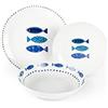 Excelsa Ocean Servizio Piatti 18 Pezzi, Porcellana, Bianco/Azzurro