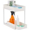 Relaxdays Organizer Mobile Sottolavello, Scaffale 2 Ripiani Estraibile, 37 x 22 x 40 cm, Mensola Cucina e Bagno, Bianco
