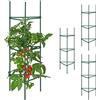 Relaxdays Set da 4 Supporti per Rampicanti, HxLxP: 90x32x32 cm, Graticolato per Piante e Rose, Metallo e Plastica, Verde
