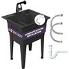 Noah William Home - Lavello multiuso con rubinetto in plastica nera a una maniglia, lavello per lavanderia in polipropilene, lavello da garage nero, per interni ed esterni, set completo per lavello di