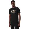 EA7 Uomo T-Shirt Slim con Logo Grafico, Black/Gold, XXL