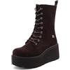 QUEEN HELENA Anfibi Platform Stivaletti con Zeppa Donna X33-76