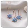 Handmade Blu opale Lotus fiore collana e orecchini set floreale gioiello Festa della Mamma Natale anniversario compleanno