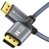 Sonero Cavo Sonero® 8K DisplayPort 1.4, da DisplayPort maschio a DisplayPort maschio, 8K 60Hz, 4K 120Hz, rivestimento in cotone, grigio/blu, 1 metro