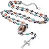 FaithHeart Collana HD Foto Rosario San Michele Medagila Personalizzata Collana Lunga 66CM di Perline Preghiera 66+16 CM Gioielli Religiosi Regalo Compleanno