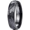 VAKKI Anelli in carburo di tungsteno martellato, 4/6/8 mm, nero/oro, per uomo e donna, fedi nuziali, stile bombato, vestibilità comoda, taglia da 9,5 a 25,5, Tungsteno, Nessuna pietra preziosa