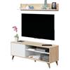 Habitdesign Modulo TV con ripiano, mobile da salotto, set di mobili, modello Kikua Plus, finitura bianca Artik e Rovere Canadian, dimensioni: 135 cm (altezza) x 50 cm (fondo)