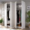 Dmora - Guardaroba grande Prado, Mobile appendiabiti per camera da letto, Armadio a 4 ante battenti, 180x52h204 cm, Bianco
