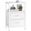 SONGMICS Comodino con 2 Cassetti in Tessuto, 39,6 x 30 x 60,4 cm | Tavolino Laterale, Ripiani Aperti, Struttura in Acciaio, Bianco, Collezione BELLAH LGS052W101