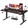 VASAGLE Scrivania Regolabile in Altezza, 180 x 80 cm, Porta USB-C | Mensola per Ciabatta Elettrica, Promemoria per Sedentarietà 3 Tasti di Memoria, per Ufficio, Nero Inchiostro e Nero, LSD148BZ02