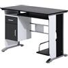 Scrivania per Computer con Ripiano Cassetto e Armadietto 100x52x75 cm in MDF e Ferro Bianca e Nera