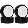 KINGCOO - Ruota e pneumatici per auto, 4 pezzi, 63 mm, in plastica, per Traxxas Tamiya HSP HPI Kyosho 1/10 On-Road Racing Drifting, colore bianco vintage
