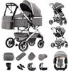 Gcarebb Passeggino 3 in 1 con seggiolino auto, portatile, con un clic, pieghevole, con telaio in alluminio, per neonati da 0 a 4 anni