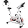 EVOLAND Cyclette per interni, Cyclette professionale, Display LCD, Cyclette da Casa con resistenza illimitata, Supporto per bollitore, Sedile regolabile,Bianco