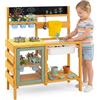 COSTWAY Cucina Giocattolo per Bambini, con Fornelli, Lavagna, Serbatoio | Cucinetta in Legno da Esterno con Rubinetto e Lavello Rimovibile, Cucina di Fango Interattiva con Accessori