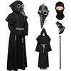 Celebration Directre Maschera da medico della peste, accessori per maschera, becco lungo da uccello, maschere steampunk, veste da sacerdote, guanti in pelle, collana con croce, scettro, cintura, balaclava, costume da