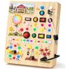 Joyreal Busy Board Giochi Bambini 1 Anno, Tavola attività Montessori in Legno con 39 Luci LED E 17 Interruttori, Gioco Sensoriale Educativo per Bambini, Regalo Bambino 1 2 3 Anni