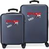 Pepe Jeans Enso Pepe Jeans Dikran Set di valigie blu 55/65 cm Rigida ABS Chiusura a combinazione laterale 90 L 7,54 kg 4 ruote doppie