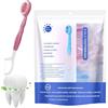 Qklovni Set 5 in 1 mini spazzolino da denti, filo interdentale, raschietto per lingua e stuzzicadenti, spazzolini usa e getta con dentifricio, spazzolini portatili confezionati singolarmente, igiene orale per