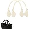 Generico 1 Paio di Manici in Pelle Lunghi e Corti per O Bag, Rotondi e con Fibbia a D Borsa da Donna per O Bag Classic Mini Basket (Bianco Sporco, 51CM)