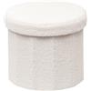 PINPLUS Pouf Contenitore Pieghevole, Sgabello Rotondo con Rivestimento Morbido, Puff Poggiapiedi Per Toeletta, Camera da Letto e Soggiorno, 38x38x33.5cm, Bianco