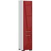 AKORD | Mobile Alto da Bagno FIN 2D | 30x140x30 cm, peso 25 kg | 2 Ante | Moderna Mobiletto | Armadio a muro | Armadietto chiuso in piedi | Adatto Anche come Pensile | Bianco | Rosso lucido