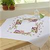 Kamaca, kit per ricamare tessuti con gufi innamorati, a sceltatovaglia 80 cm x 80 cm o centrotavola 40 cm x 100 cm, da ricamare a punto croce, in cotone al 100%, prodotto di alta qualità, con cucitura zigrinata sul bordo, Cotone, Bianco / Multicolore, …