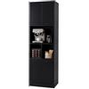 hitsuki Mobile Cucina Armadio Alto Nero Opaco | 60x40x180.5cm Credenza con Ripiani Regolabili per Cucina Soggiorno Bagno