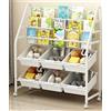 BAKAJI Scaffale Libreria in Metallo a 3 Ripiani e 6 Scomparti con 4 Ruote Girevoli a 360°, Scaffalatura Organizer Portaoggetti, Ideale per Cameretta, Camera da Letto, Soggiorno, Scuola