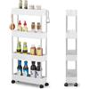 Wopeite Carrello Portaoggetti a 4 Livelli, Carrellino Cucina Salvaspazio a 4 Ruote, Scaffale alto e Stretto per Cucina Bagno Ufficio Biblioteca Salone, 40 x 13 x 86 cm