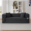 Muskel Moderno divano a coste dal design quadrato, a due strati e convertibile in un letto, ideale per soggiorno, ufficio e grandi stanze, grigio scuro