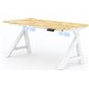 FLEXISPOT Scrivania Regolabile in Altezza WoodiX E3, Scrivania Elettrica con Piano in Legno Massello di Rovere da 27 mm, Doppio Motore, Sistema di Gestione dei Cavi, Design Premium, Bianco