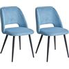 BenyLed Set di 2 Sedia da Pranzo in Velluto a Coste, Sedie da Cucina con Schienale Ritagliato, Adatte per Sala da Pranzo, Cucina, Soggiorno, Camera da Letto (Blu)