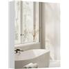 HOMCOM Armadietto Pensile da Bagno Due Ante 2 Ripiani 60x15x75 cm, Bianco | Specchiera, Mobiletto Bagno con Specchio, Soft Close, MDF