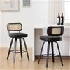 Bekrvio Set di 2 sgabelli da bar con schienale in rattan, altezza seduta 65 cm, girevoli a 360°, in legno con imbottitura extra spessa, 7,1 cm, in similpelle facile da pulire, portata fino a 150 kg, colore
