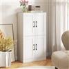 RELAX4LIFE Credenza Buffet con Ante e Ripiani Regolabili, Organizer per Riporre, Unità di Stoccaggio per Soggiorno, Ingresso, Cucina (BIANCO)